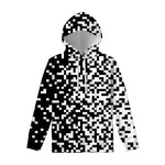 Black And White Pixel Pattern Print Pullover Hoodie