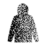 Black And White Pixel Pattern Print Pullover Hoodie