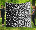 Black And White Pixel Pattern Print Quilt