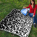 Black And White Pixel Pattern Print Quilt