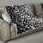 Black And White Pixel Pattern Print Quilt