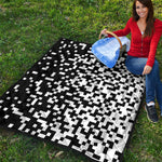 Black And White Pixel Pattern Print Quilt