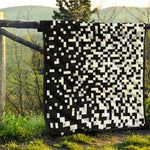 Black And White Pixel Pattern Print Quilt