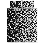 Black And White Pixel Pattern Print Quilt Bed Set