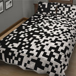 Black And White Pixel Pattern Print Quilt Bed Set