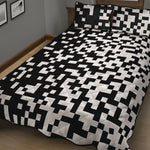 Black And White Pixel Pattern Print Quilt Bed Set