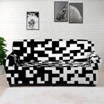 Black And White Pixel Pattern Print Sofa Cover
