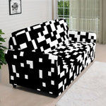 Black And White Pixel Pattern Print Sofa Cover