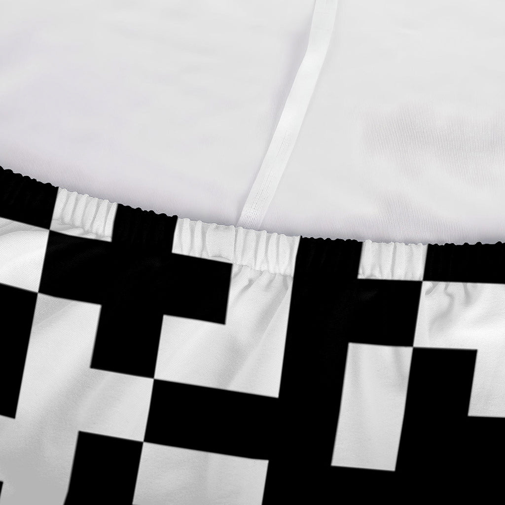 Black And White Pixel Pattern Print Sofa Cover
