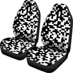Black And White Pixel Pattern Print Universal Fit Car Seat Covers