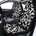 Black And White Pixel Pattern Print Universal Fit Car Seat Covers