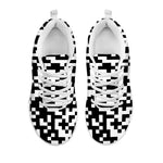 Black And White Pixel Pattern Print White Sneakers