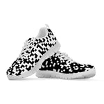 Black And White Pixel Pattern Print White Sneakers