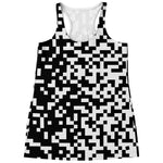 Black And White Pixel Pattern Print Women's Racerback Tank Top