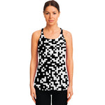 Black And White Pixel Pattern Print Women's Racerback Tank Top