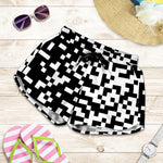 Black And White Pixel Pattern Print Women's Shorts