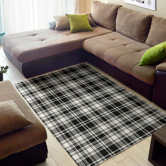 Black And White Plaid Pattern Print Area Rug