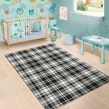 Black And White Plaid Pattern Print Area Rug