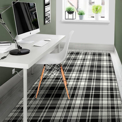 Black And White Plaid Pattern Print Area Rug