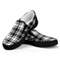 Black And White Plaid Pattern Print Black Slip On Sneakers