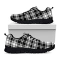 Black And White Plaid Pattern Print Black Running Shoes