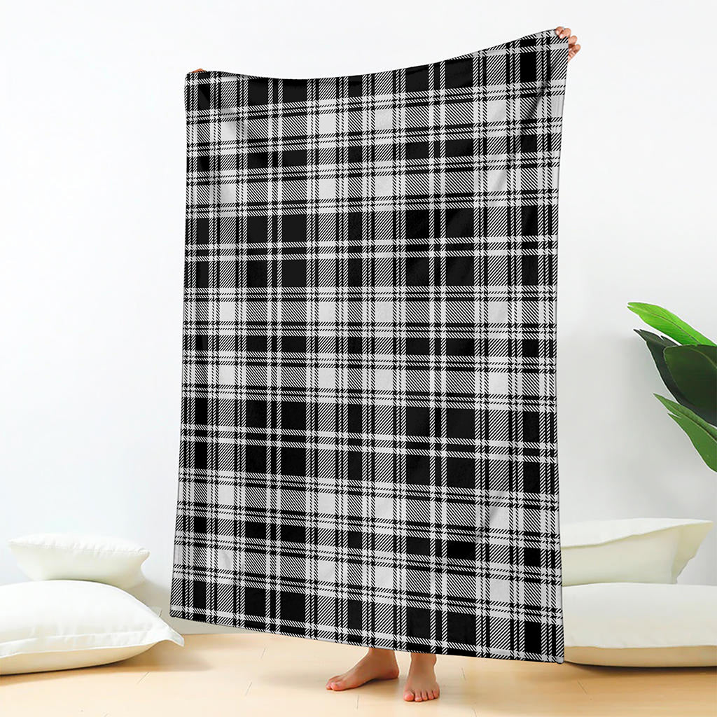 Black And White Plaid Pattern Print Blanket