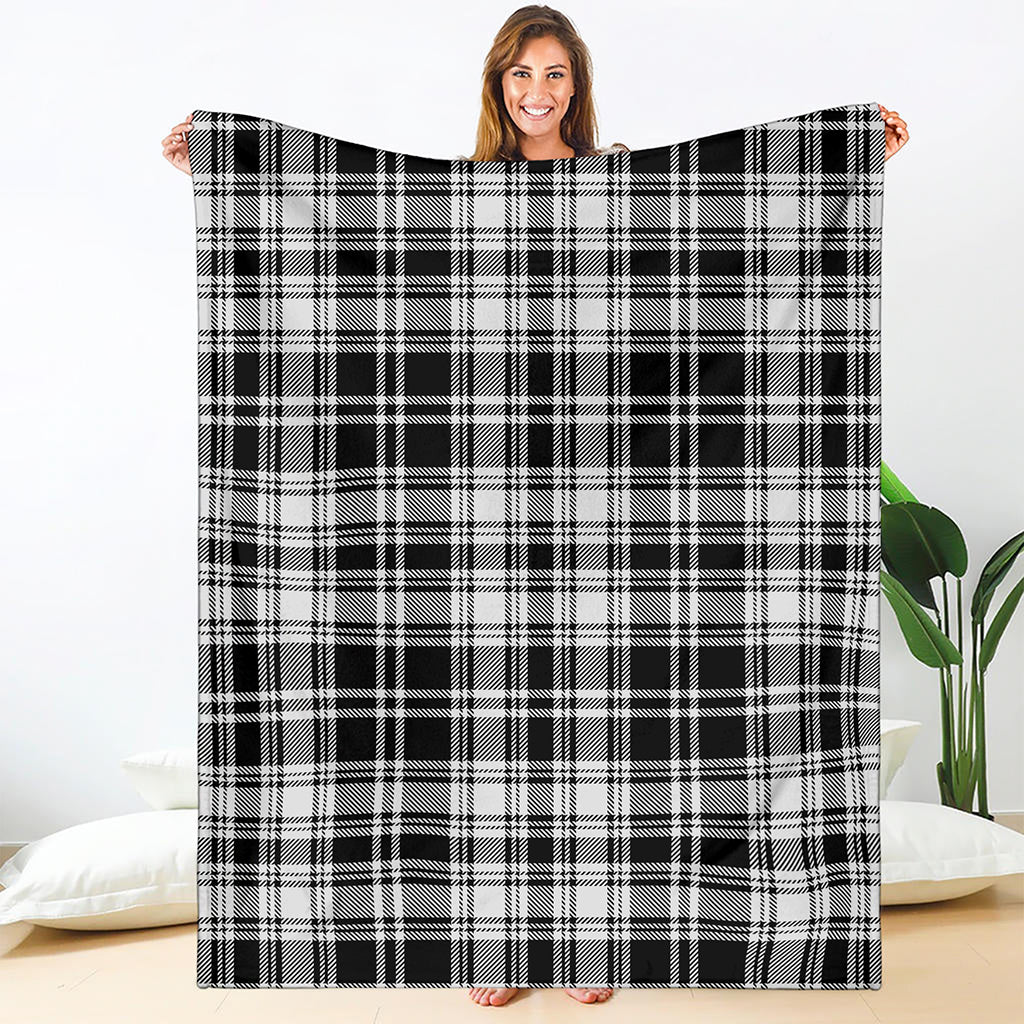 Black And White Plaid Pattern Print Blanket