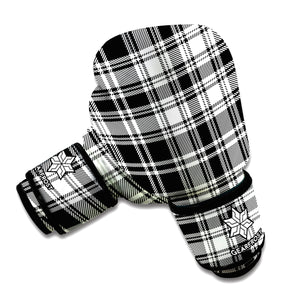 Black And White Plaid Pattern Print Boxing Gloves