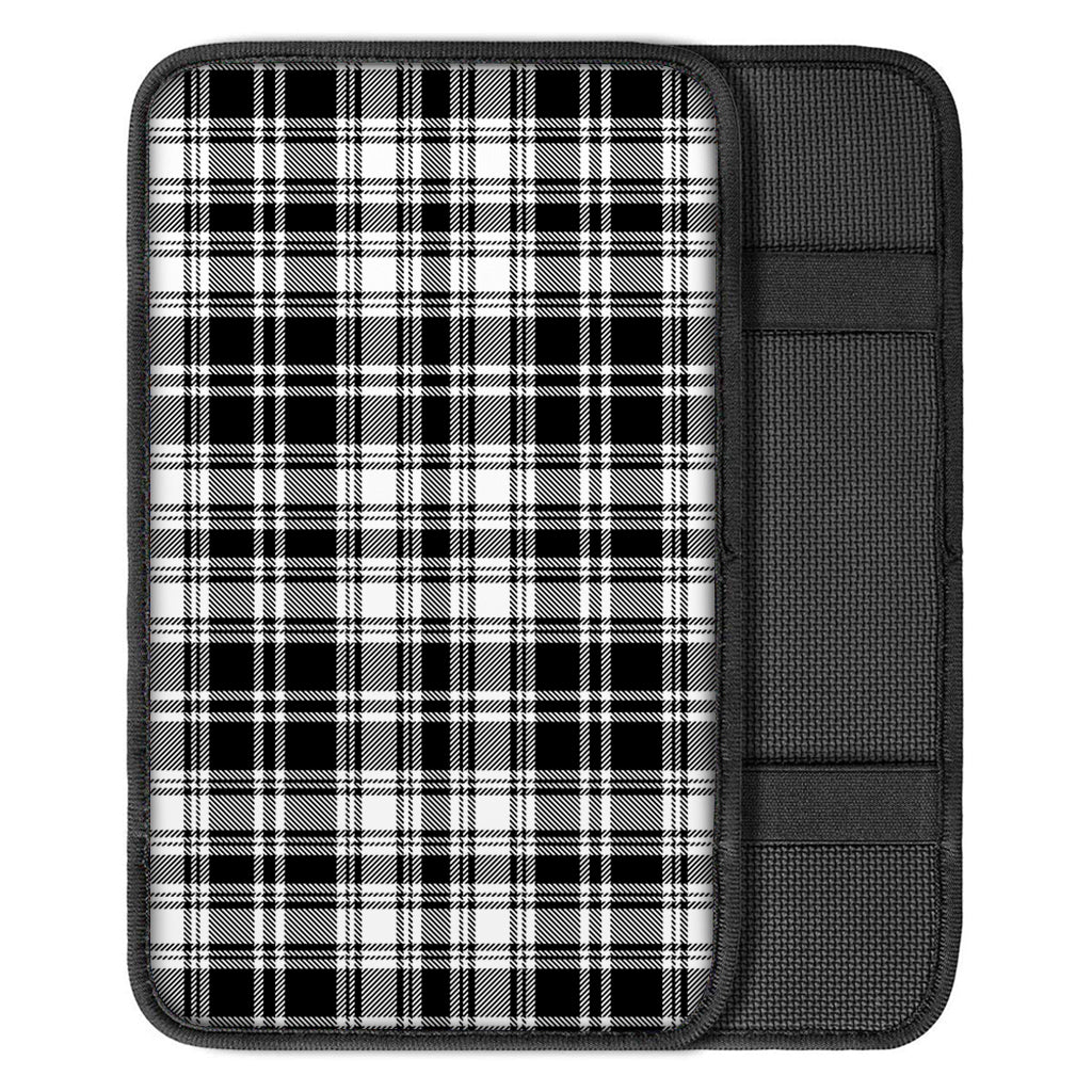 Black And White Plaid Pattern Print Car Center Console Cover