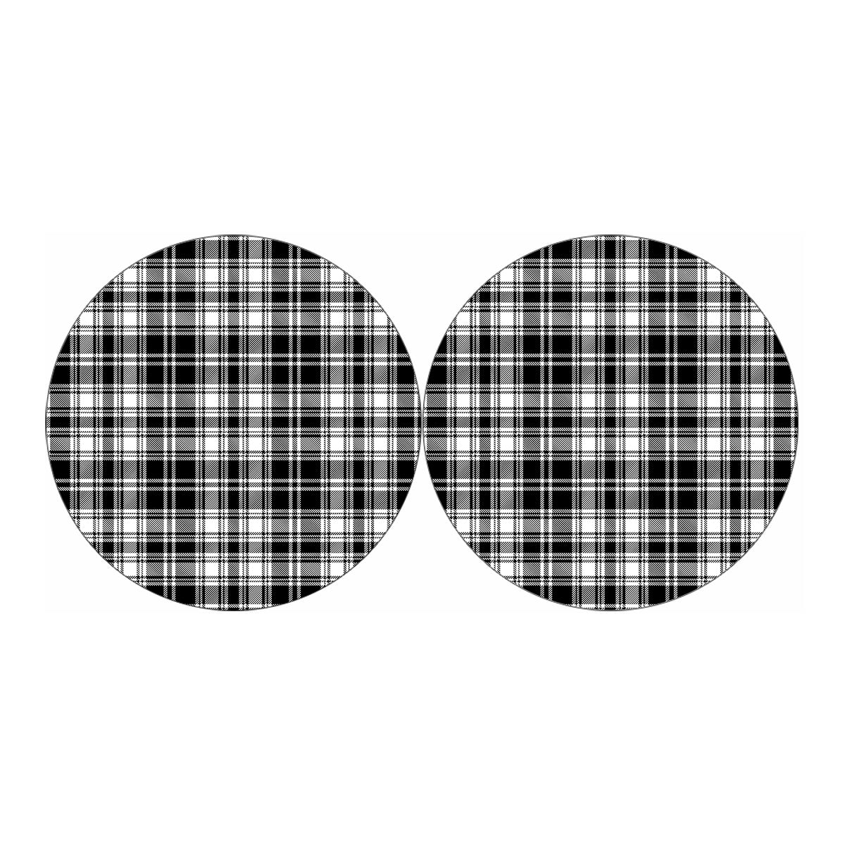 Black And White Plaid Pattern Print Car Coasters