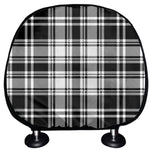 Black And White Plaid Pattern Print Car Headrest Covers