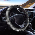 Black And White Plaid Pattern Print Car Steering Wheel Cover
