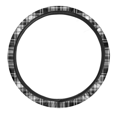 Black And White Plaid Pattern Print Car Steering Wheel Cover