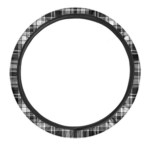 Black And White Plaid Pattern Print Car Steering Wheel Cover
