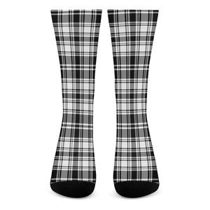 Black And White Plaid Pattern Print Crew Socks