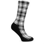 Black And White Plaid Pattern Print Crew Socks