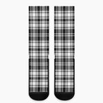 Black And White Plaid Pattern Print Crew Socks