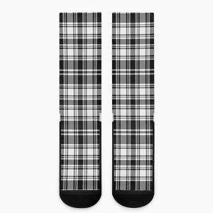 Black And White Plaid Pattern Print Crew Socks