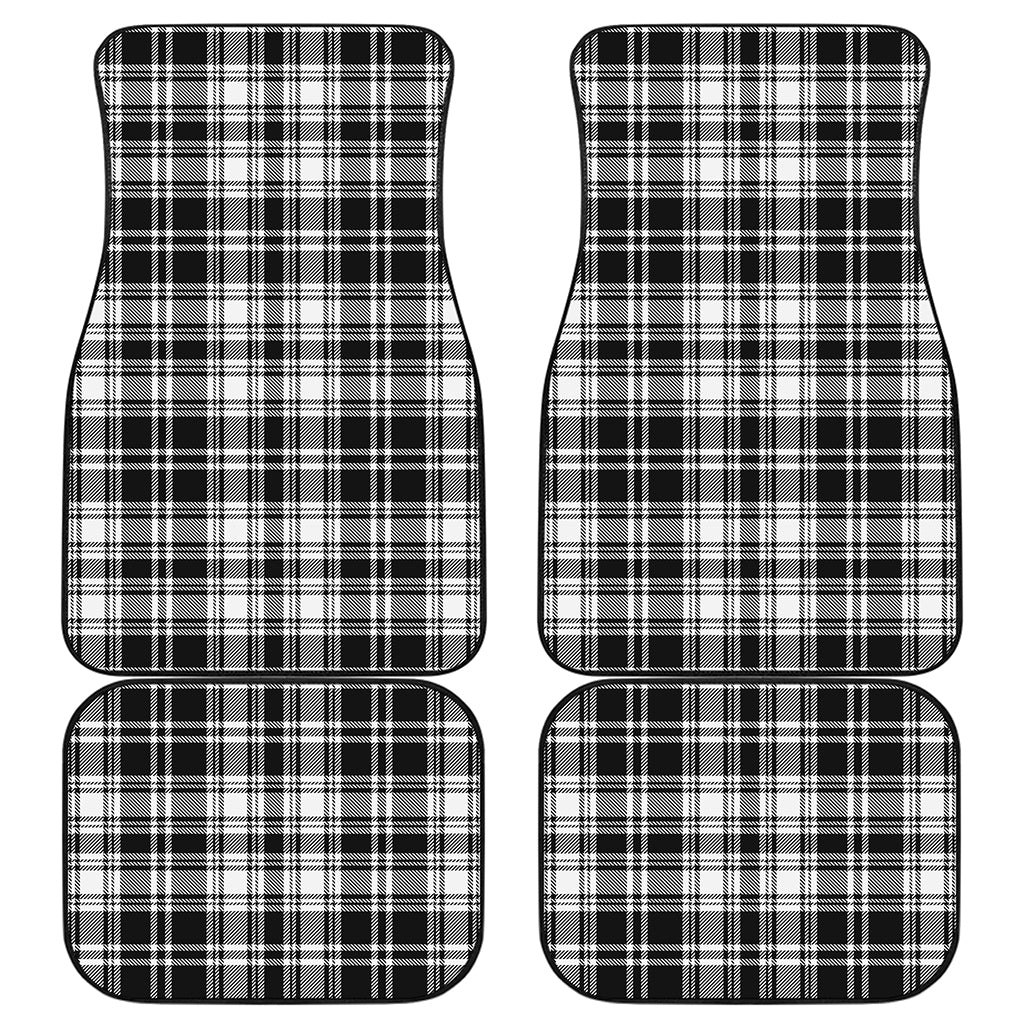 Black And White Plaid Pattern Print Front and Back Car Floor Mats