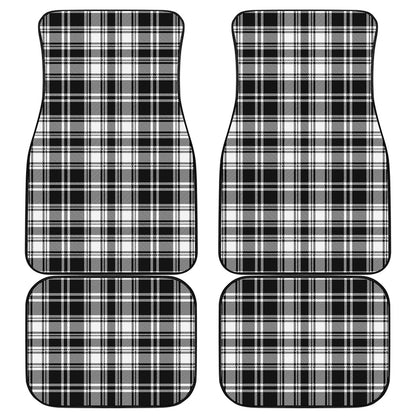 Black And White Plaid Pattern Print Front and Back Car Floor Mats