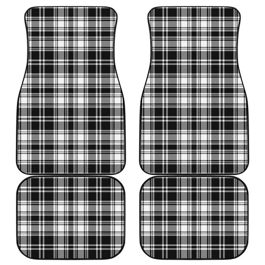 Black And White Plaid Pattern Print Front and Back Car Floor Mats
