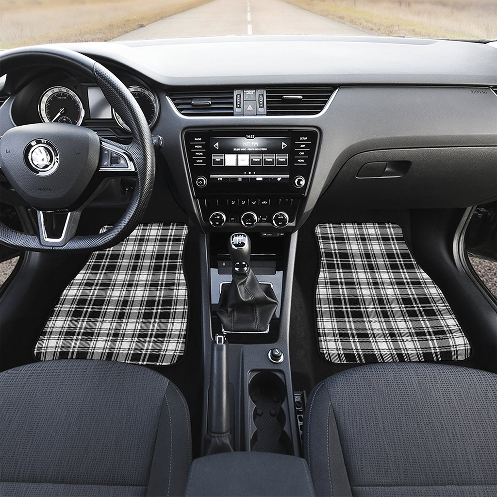 Black And White Plaid Pattern Print Front and Back Car Floor Mats