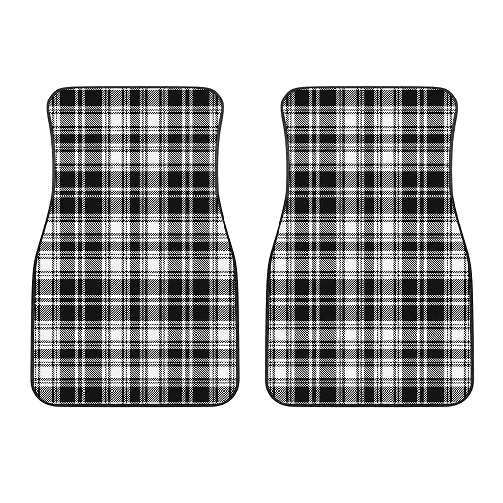 Black And White Plaid Pattern Print Front Car Floor Mats