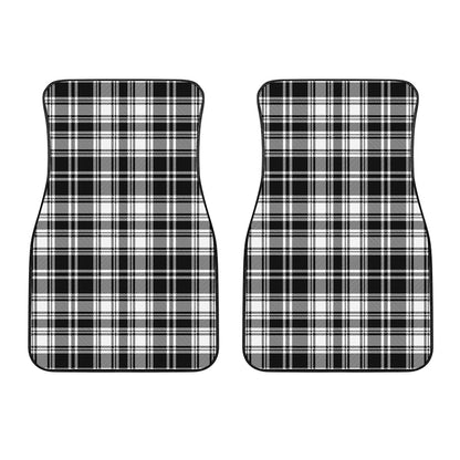 Black And White Plaid Pattern Print Front Car Floor Mats