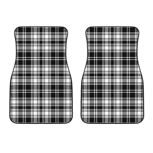 Black And White Plaid Pattern Print Front Car Floor Mats
