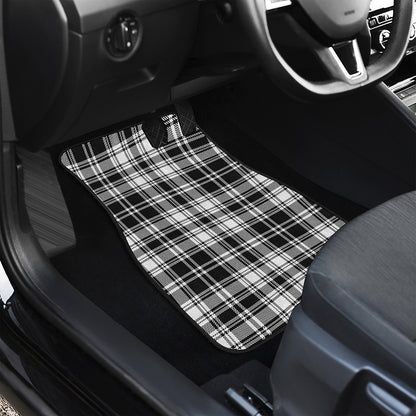 Black And White Plaid Pattern Print Front Car Floor Mats