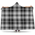 Black And White Plaid Pattern Print Hooded Blanket