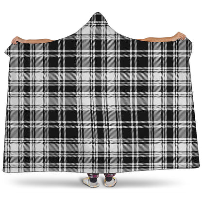 Black And White Plaid Pattern Print Hooded Blanket