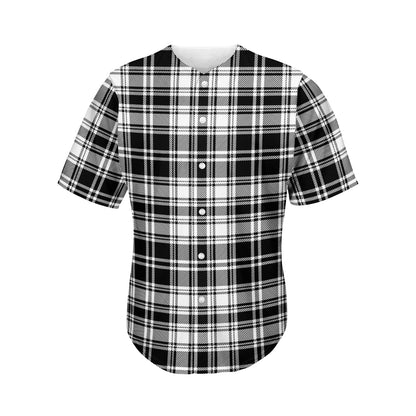 Black And White Plaid Pattern Print Men's Baseball Jersey