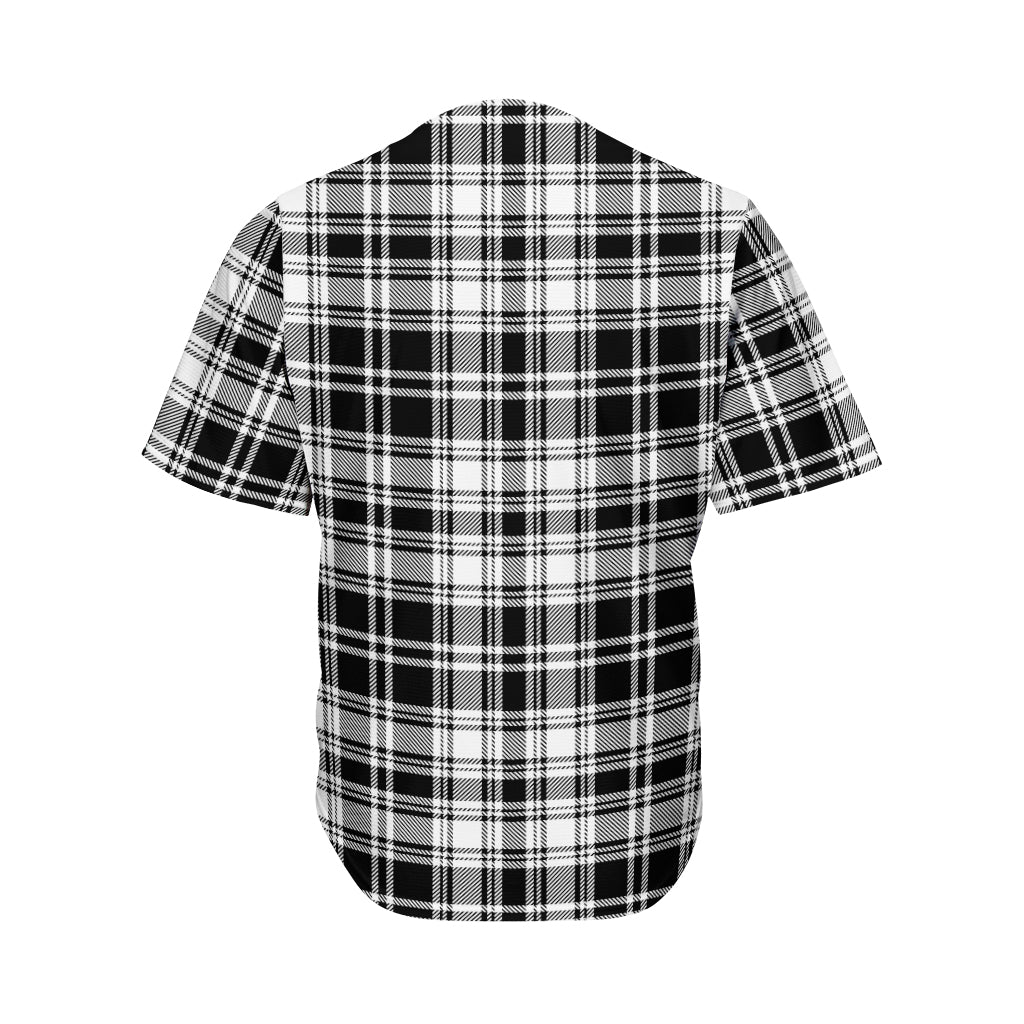 Black And White Plaid Pattern Print Men's Baseball Jersey